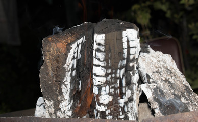 Fire burnt to ashes wood ash for design background