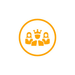 Award, business, performance, success, team, winner, crown on head orange color  icon