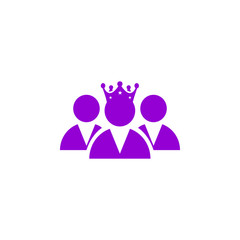 Award, business, performance, success, team, winner, crown on head violet color icon