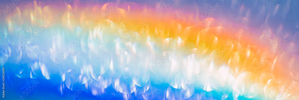 Canvas Prints iridescent holographic rainbow banner. colorful lens flare bokeh background texture