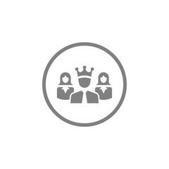 Award, business, performance, success, team, winner, crown on head grey color icon