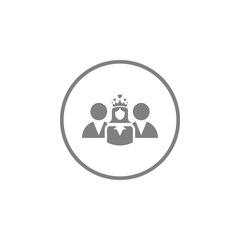Award, business, performance, success, team, winner, crown on head grey color icon