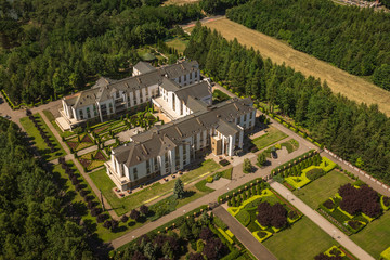 Fototapeta na wymiar View from tower at the basilica in Stary Lichen, Wielkopolskie, Poland
