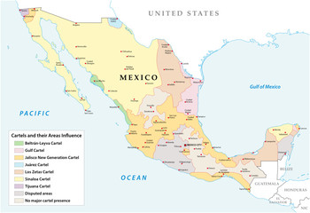 Map of the Mexican drug cartels and their spheres of influence