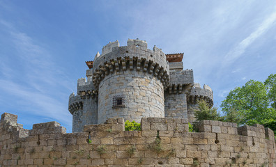 Granadilla old Castle very well conservated of village abandoned by the flood of the Gabriel y Galan reservoir in province of Caceres, Spain