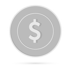 American dollar coin isolated on white background.