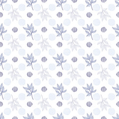 Leaves and polka dots geometric seamless pattern print.