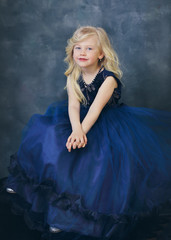 girl in navy blue dress