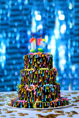 pastel colorido para cumpleaños de 15 años