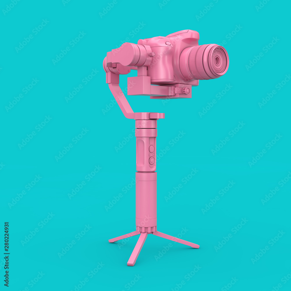 Aufkleber pink dslr or video camera gimbal stabilization tripod system. 3d rendering