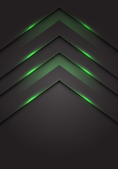 Abstract green light 3D arrow direction on dark grey blank space design modern futuristic technology background vector illustration.