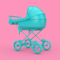 Fototapeta na wymiar Blue Modern Baby Carriage, Stroller, Pram Mock Up. 3d Rendering