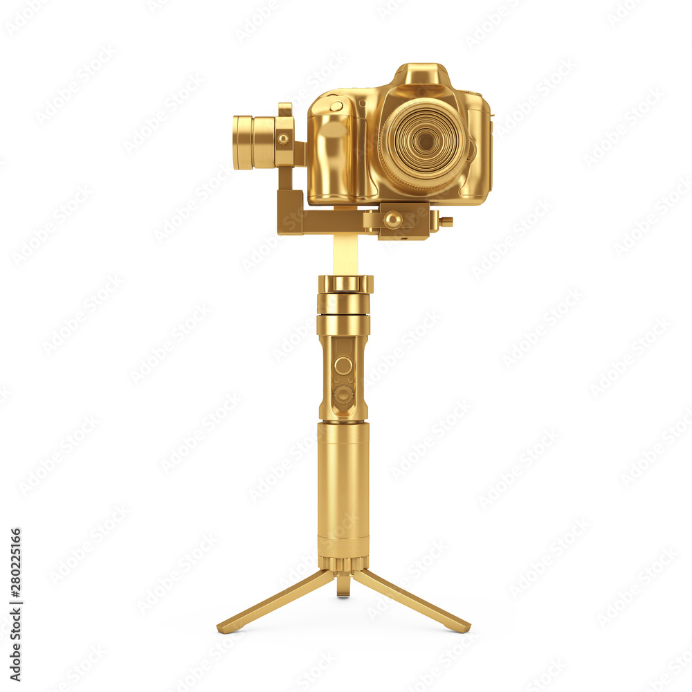 Leinwandbilder golden dslr or video camera gimbal stabilization tripod system. 3d rendering