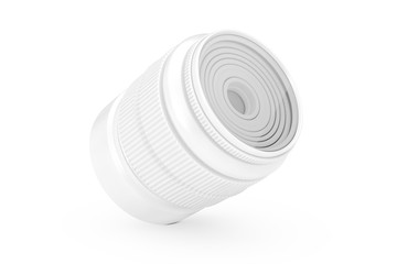 White Blank Camera Photo Lens in Clay Style. 3d Rendering