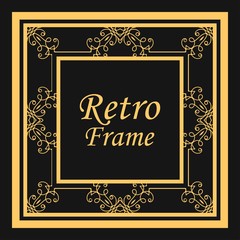 Classic vector square frame with ornate elements. Abstract modern art deco ornament with place for text. Vintage pattern