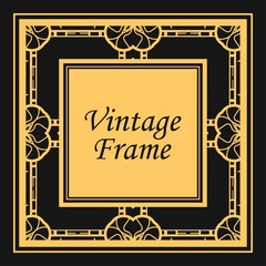 Classic vector square frame with ornate elements. Abstract modern art deco ornament with place for text. Vintage pattern