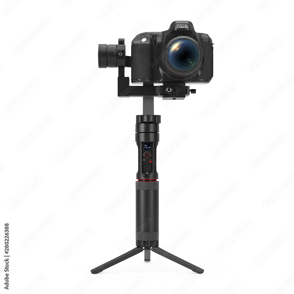 Leinwandbilder DSLR or Video Camera Gimbal Stabilization Tripod System. 3d Rendering