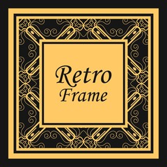 Classic vector square frame with ornate elements. Abstract modern art deco ornament with place for text. Vintage pattern