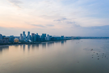 Fototapeta premium panoramic city skyline in hangzhou china