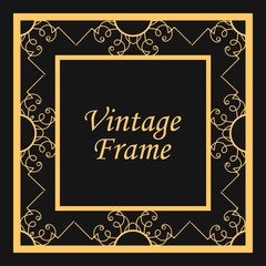 Classic vector square frame with ornate elements. Abstract modern art deco ornament with place for text. Vintage pattern