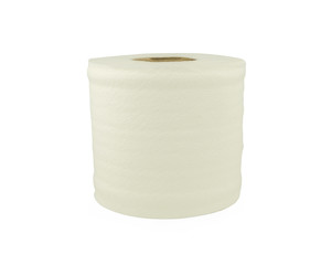 single paper tissue roll on white background