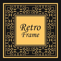 Classic vector square frame with ornate elements. Abstract modern art deco ornament with place for text. Vintage pattern