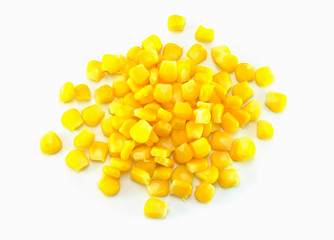 Fototapeta premium top view corn seed on white background