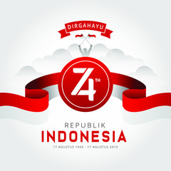 Indonesia Independence Day Greeting Card. Vector Illustration