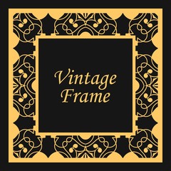 Classic vector square frame with ornate elements. Abstract modern art deco ornament with place for text. Vintage pattern