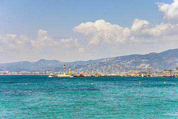 Sea bay marina with yachts and boats in Cannes