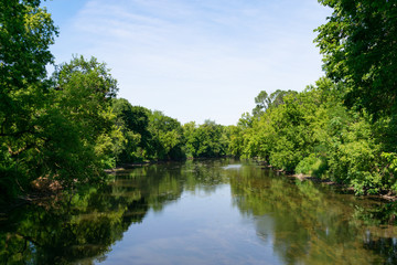 The DuPage River in Naperville Illinois during Summer