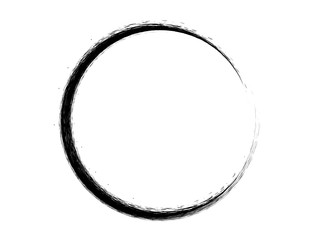 Grunge circle made with artistic brush.Grunge oval shape made of black ink.Thin circle made for your project.