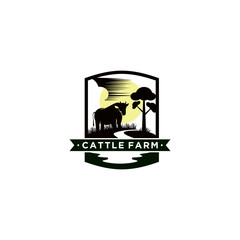 Cattle Farm Logo Design Template Vector