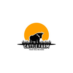 Cattle Farm Logo Design Template Vector