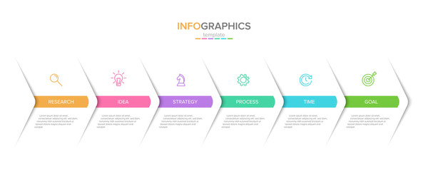 Vector infographic label template with icons. 6 options or steps. Infographics for business concept. Can be used for info graphics, flow charts, presentations, web sites, banners, printed materials.