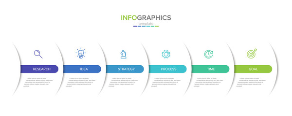 Vector infographic label template with icons. 6 options or steps. Infographics for business concept. Can be used for info graphics, flow charts, presentations, web sites, banners, printed materials.