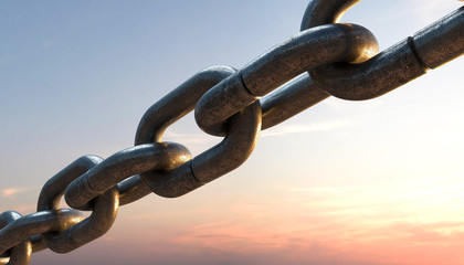 3D Illustration Kette mit Abendrot Himmel