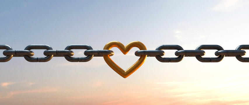 3D Illustration Kettenglied in Herzform