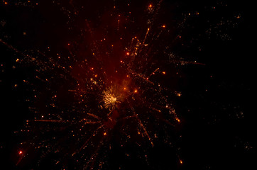 Colorful fireworks on dark  background. - Image