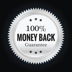 Silver stamp, sticker, badge on color background.