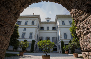 View of Villa Melzi and the Gardens in the village of Bellagio on Como lake, Italy