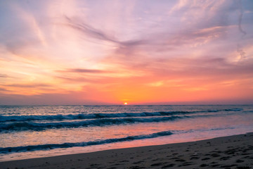 The sea and the light is very beautiful. Sunset Phuket Beach Thailand