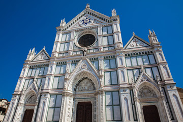 Fototapeta na wymiar Facade of the beautiful Basilica of the Holy Cross in Florence