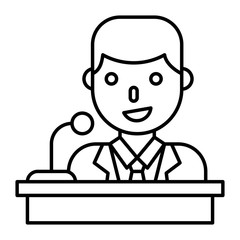 Businessman speak at the podium vector, line style icon