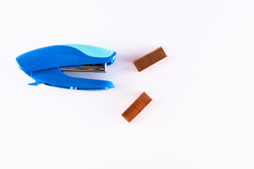 stapler and staples in white background