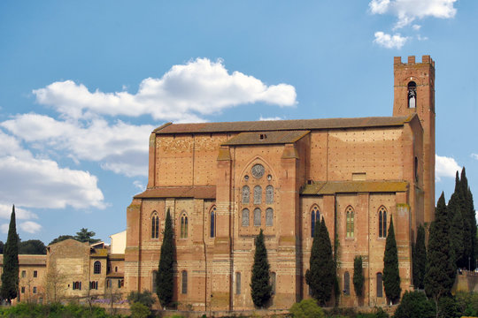 Church Santuario di Santa Caterina in summer. Italy, Tuscany, Siena: Sanctuary di santa Caterina.