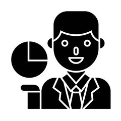 Businessman with circle vector, solid style icon