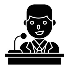 Businessman speak at the podium vector, solid style icon