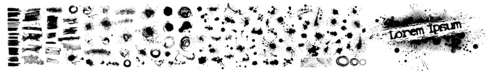 Een reeks zwarte vlekken van verf. vector illustratie