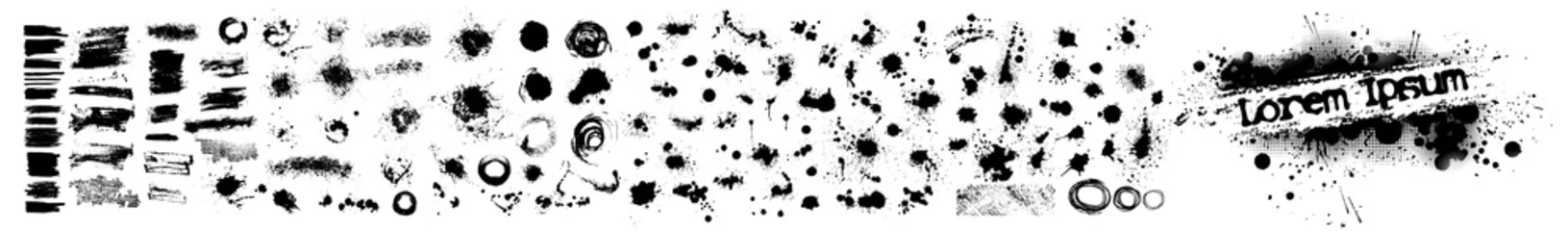 Foto op Plexiglas Een reeks zwarte vlekken van verf. vector illustratie © Мария Неноглядова